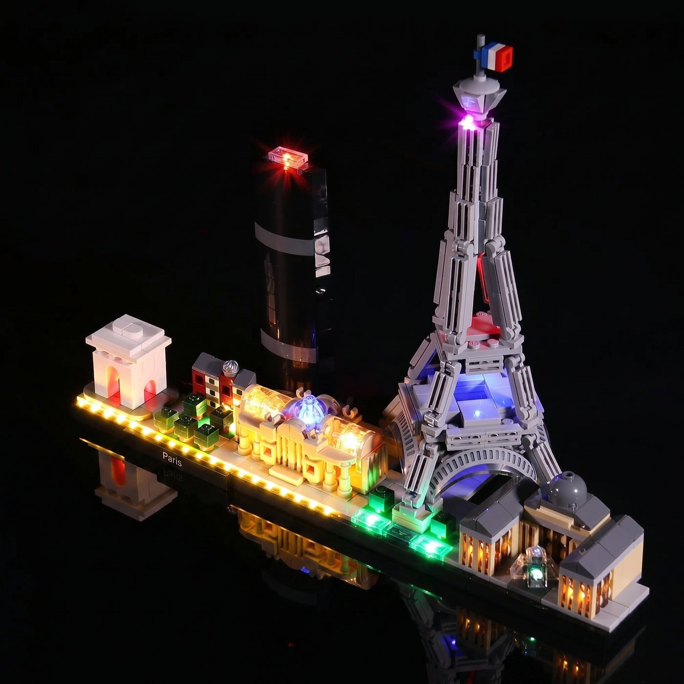 night-mode display glow: Bright My Bricks premium LED light kit for LEGO® Architecture Paris #21044