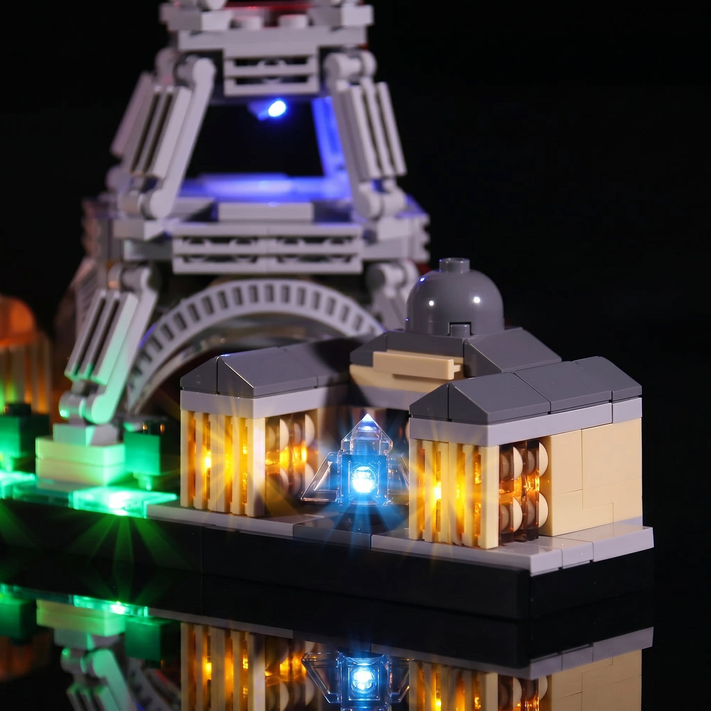 LEGO® Architecture Paris #21044 — warm LED glow detail (LED light kit)