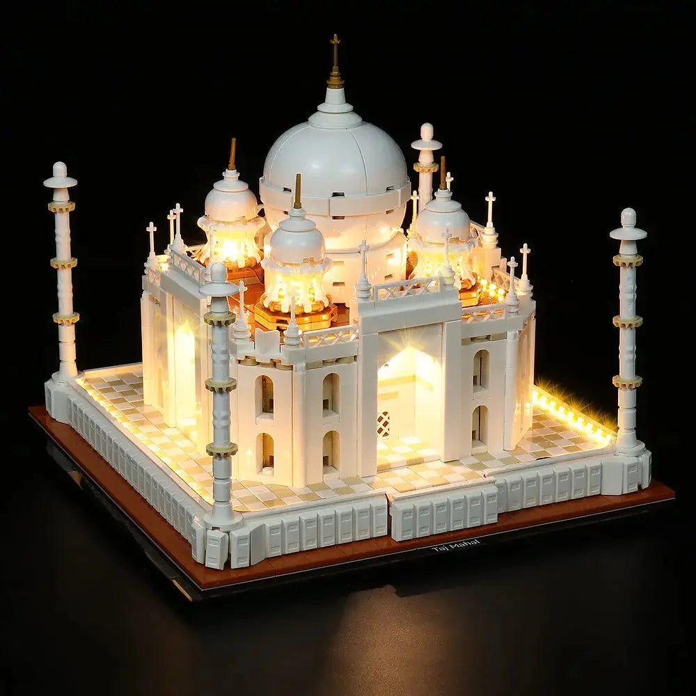 LEGO Architecture Taj Mahal #21056 illuminated at night