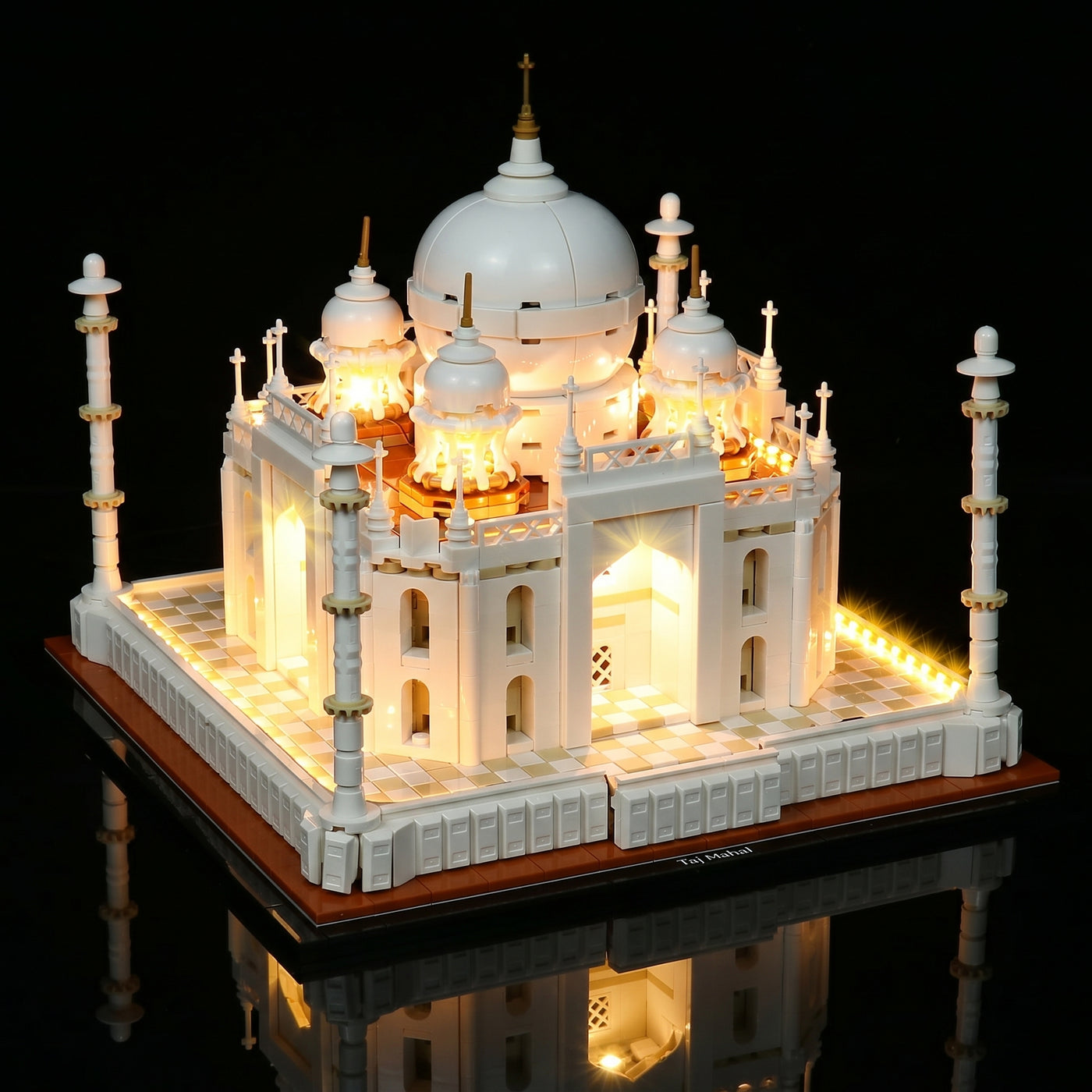 Bright My Bricks premium LED light kit for LEGO® Architecture Taj Mahal #21056 — warm LED glow detail
