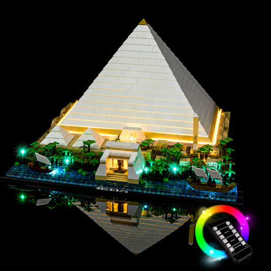 LEGO® Architecture The Great Pyramid of Giza #21058 — showcase lighting view (display light kit)