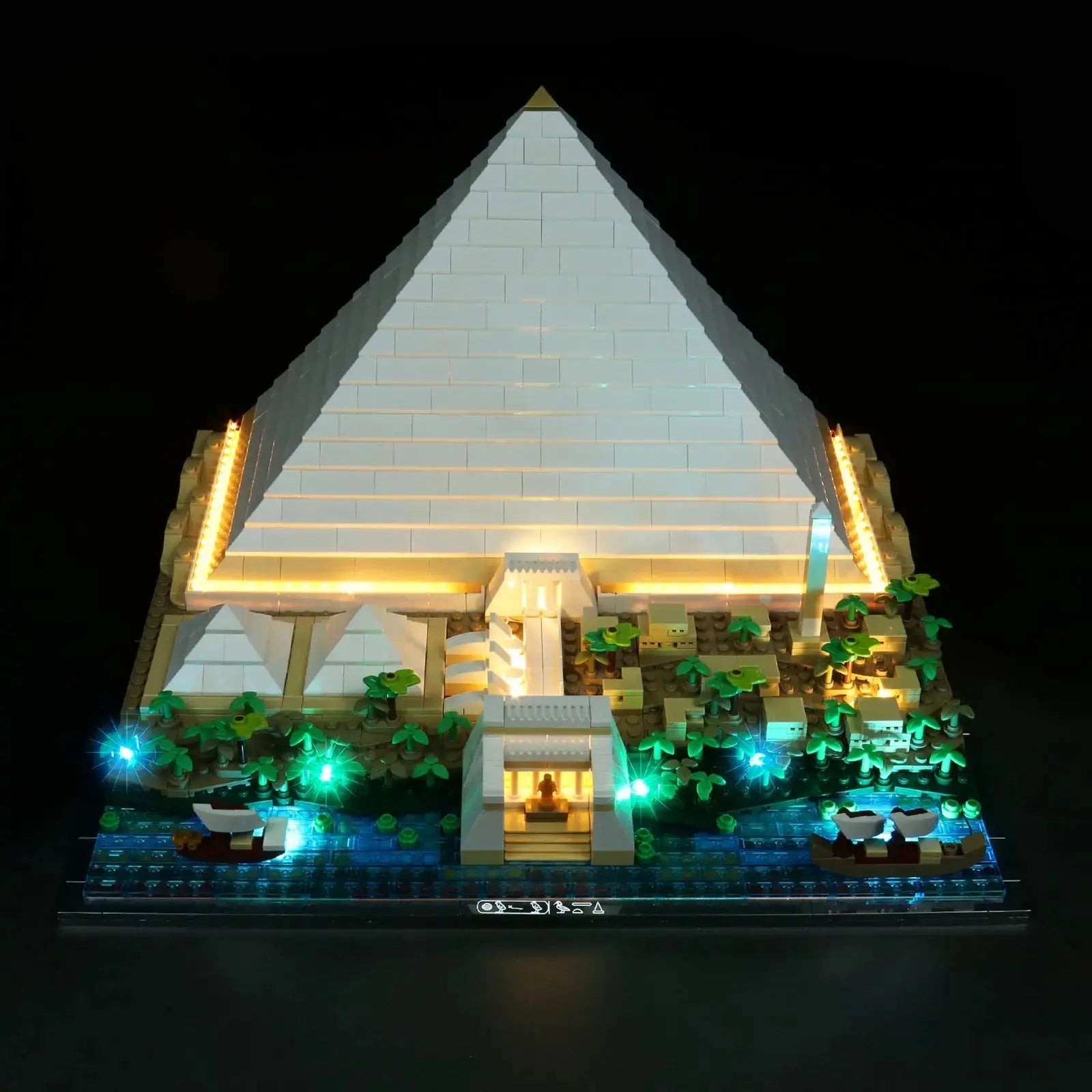 LEGO Architecture The Great Pyramid of Giza #21058 lit up - front angle