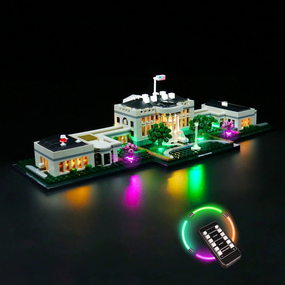 Close-up of LED lights on LEGO Architecture The White House #21054