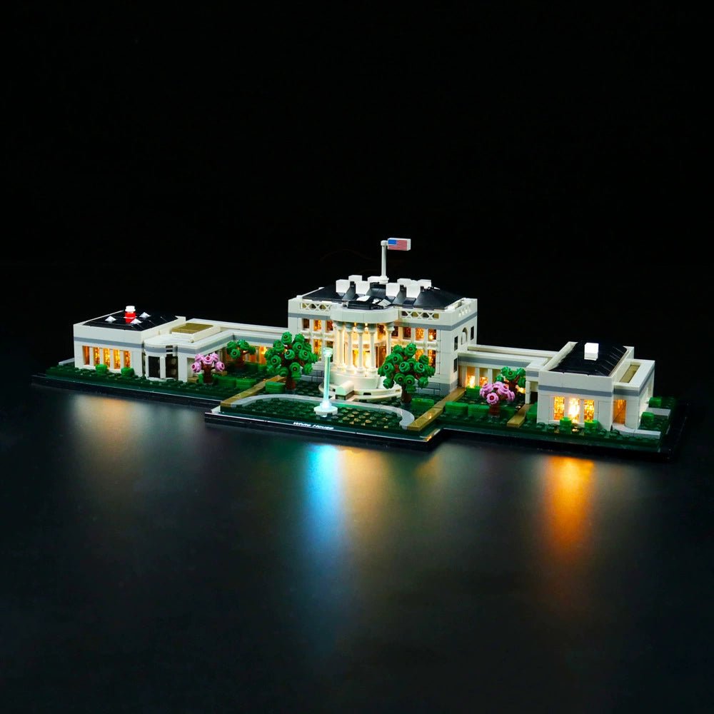 Close-up of LED lights on LEGO Architecture The White House #21054