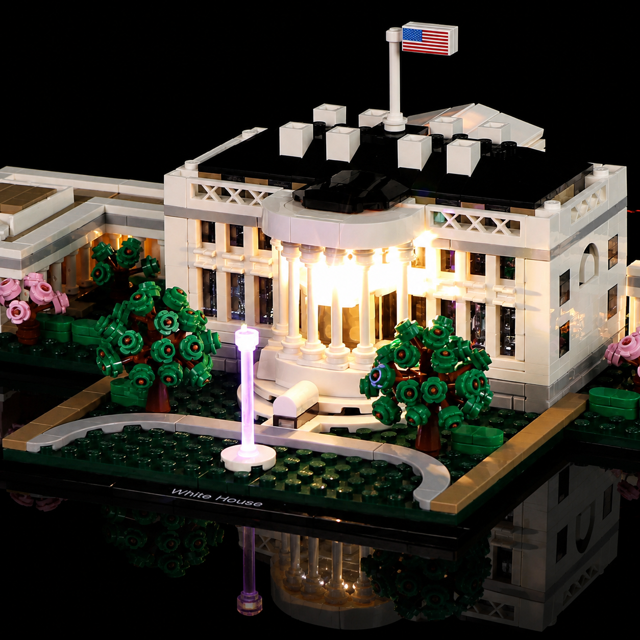 USB-powered LED light kit for LEGO® Architecture The White House #21054, LED strips and bricks detail