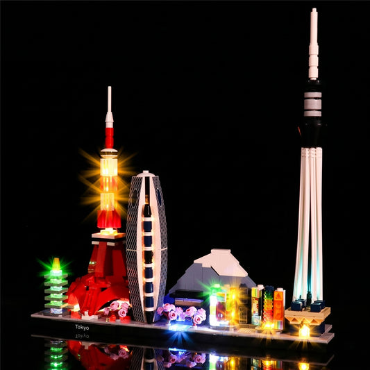 LEGO Architecture Tokyo #21051 with LED lights installed