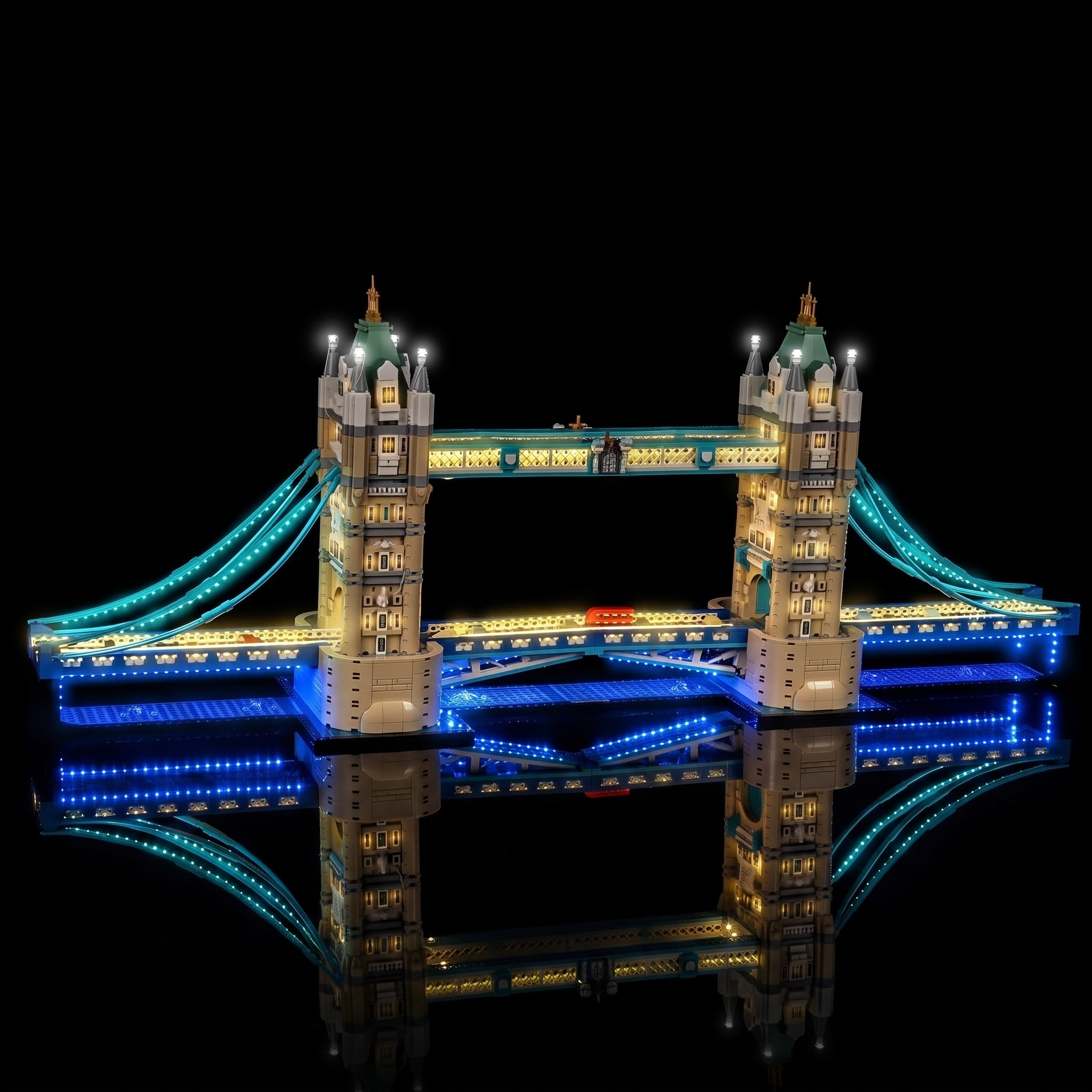 warm LED glow detail: Bright My Bricks LED lighting kit for LEGO® Architecture Tower Bridge #21067