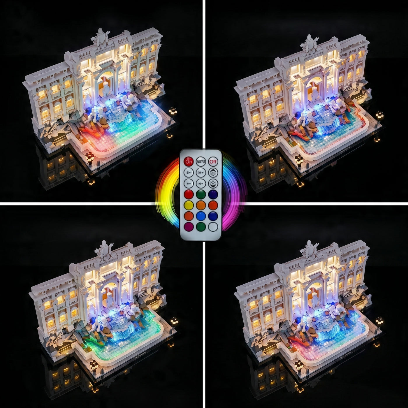 illuminated at night: Bright My Bricks premium LED light kit for LEGO® Architecture Trevi Fountain #21062