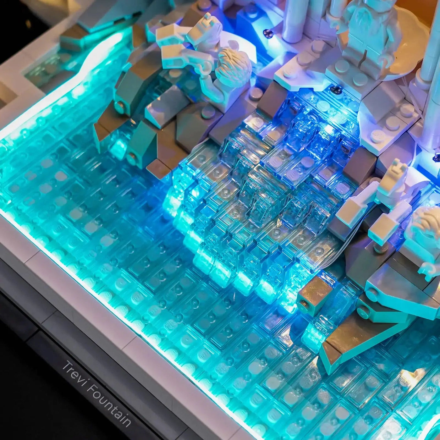 RGB LED light kit for LEGO® Architecture Trevi Fountain #21062, showcase lighting view