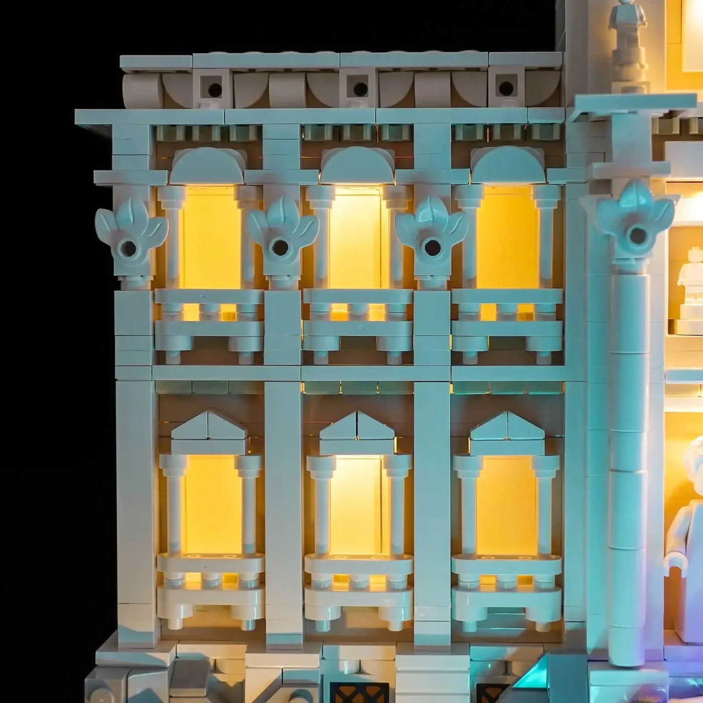 LEGO® Architecture Trevi Fountain #21062 side angle with lights on, with the LED lighting kit