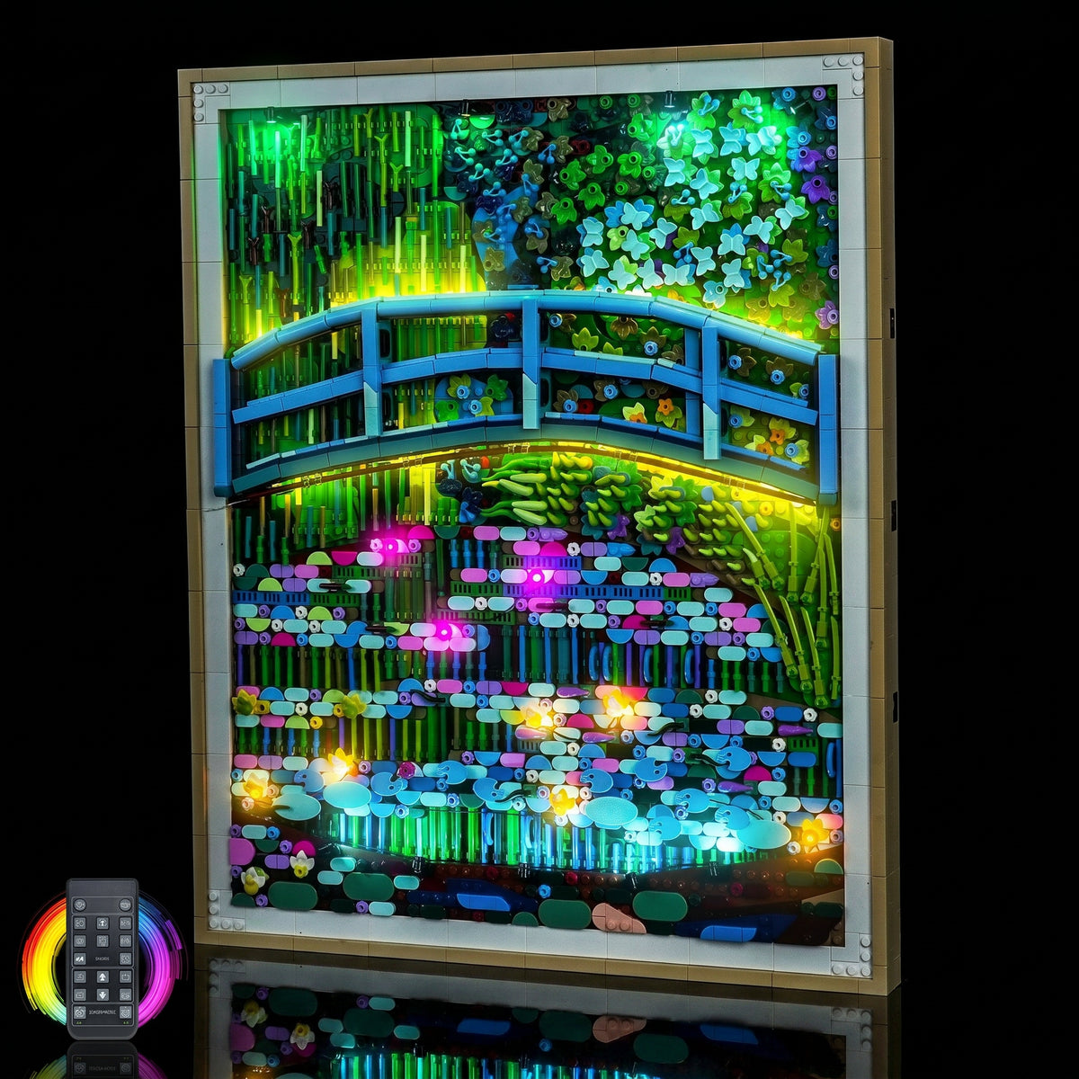 front view fully lit: Bright My Bricks LED lights for LEGO® Art Claude Monet #31220