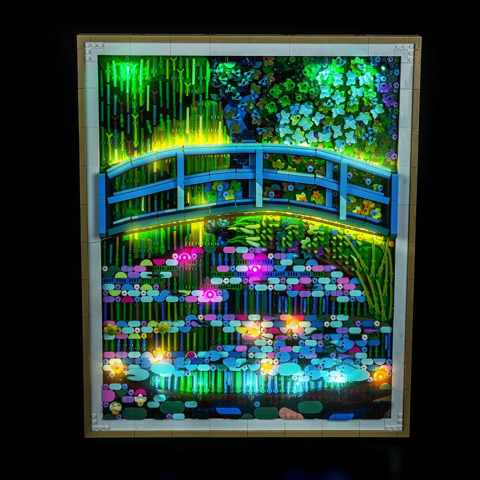 LEGO Art Claude Monet #31220 illuminated at night