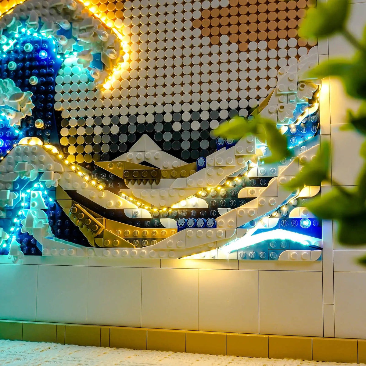 night-mode display glow: Bright My Bricks USB-powered LED light kit for LEGO® Art Hokusai #31208