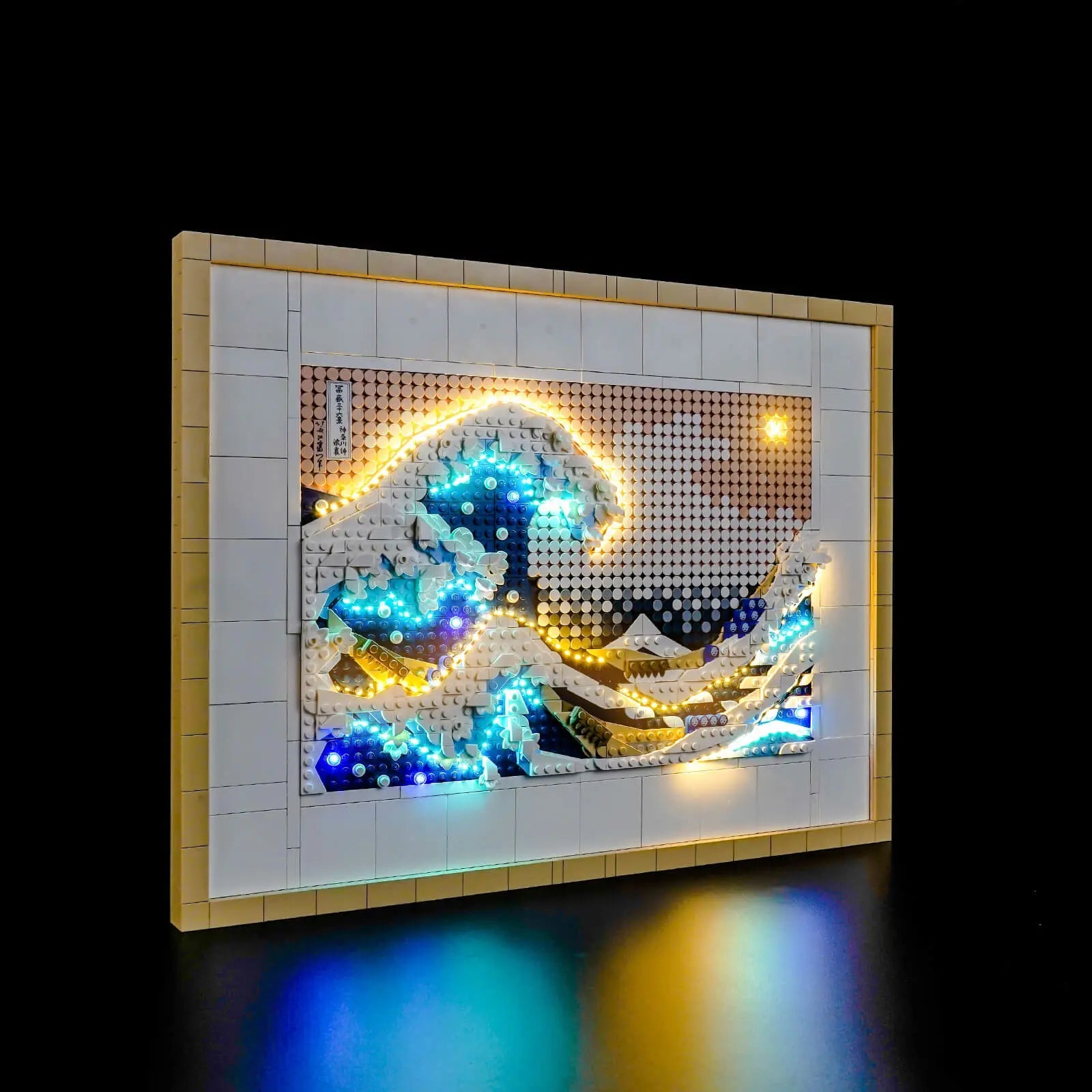 Close-up of LED lights on LEGO Art Hokusai #31208