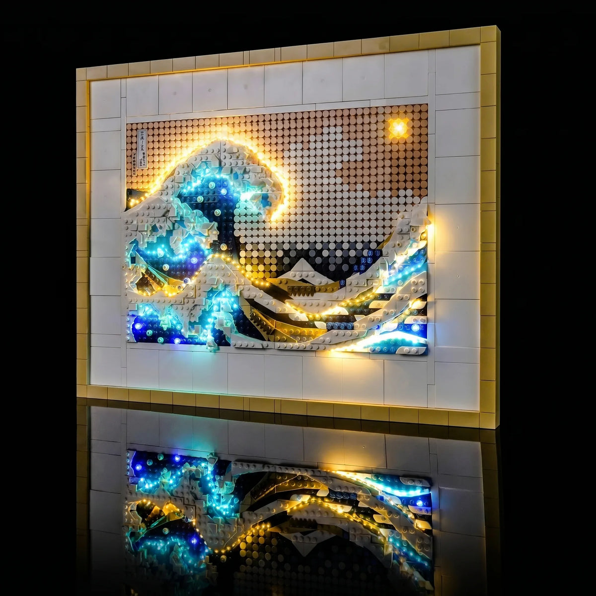 Bright My Bricks custom LED lighting for LEGO® Art Hokusai #31208 — warm LED glow detail