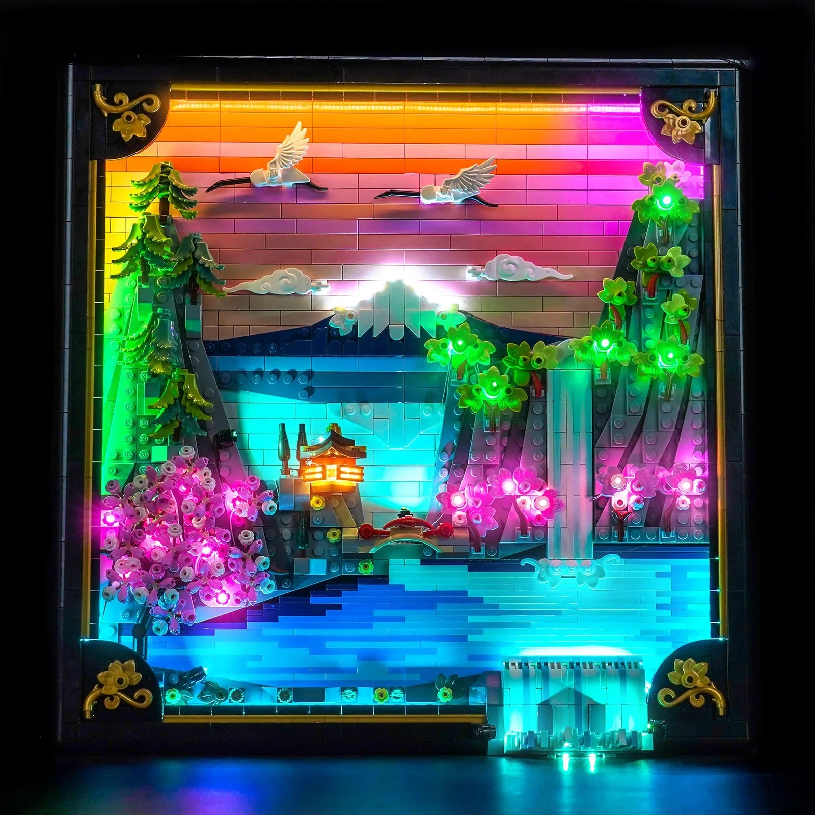 LEGO Art Japanese Cherry Blossom Landscape #31218 LED lighting detail