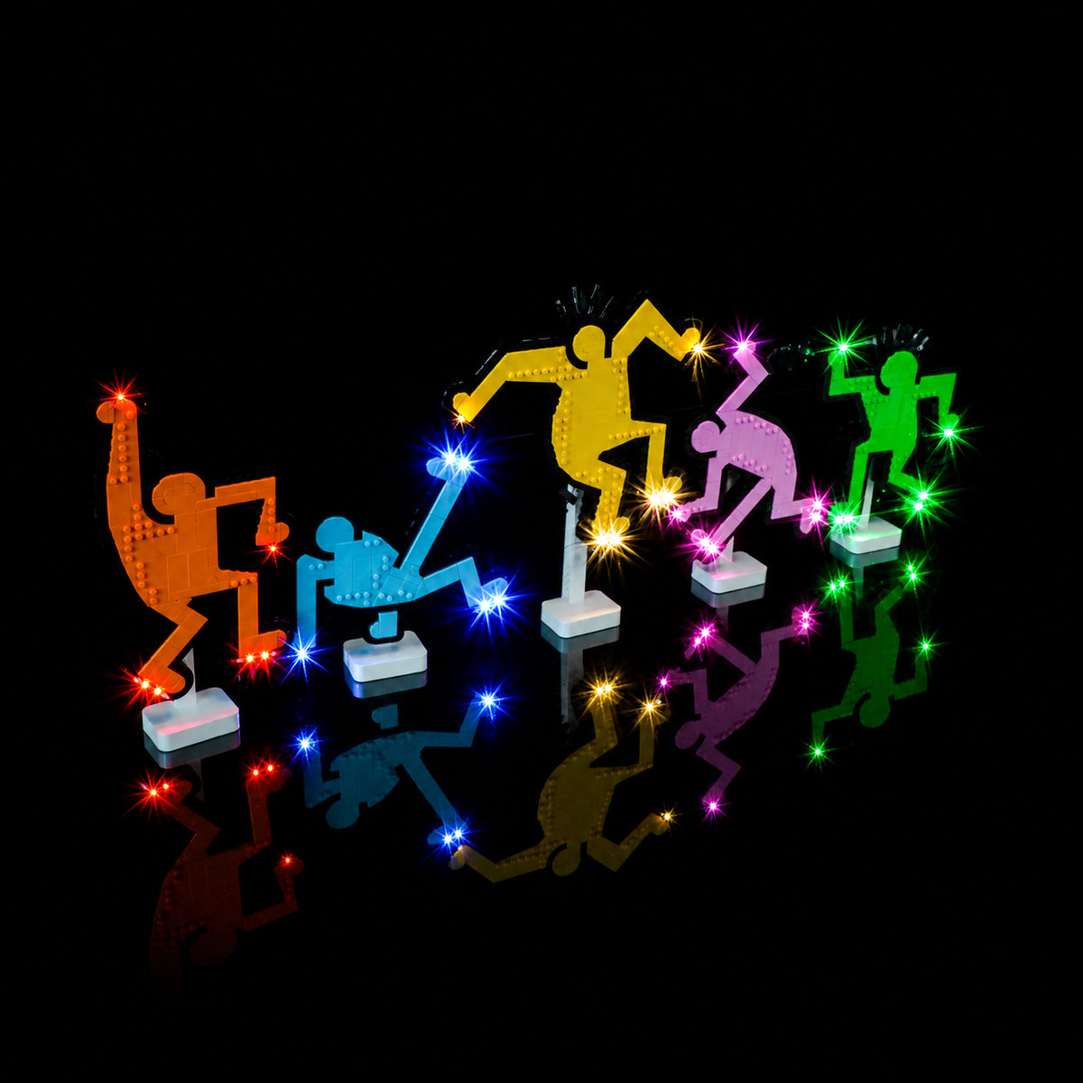 custom LED lighting for LEGO® Art Keith Haring #31216, close-up of the LED lighting detail