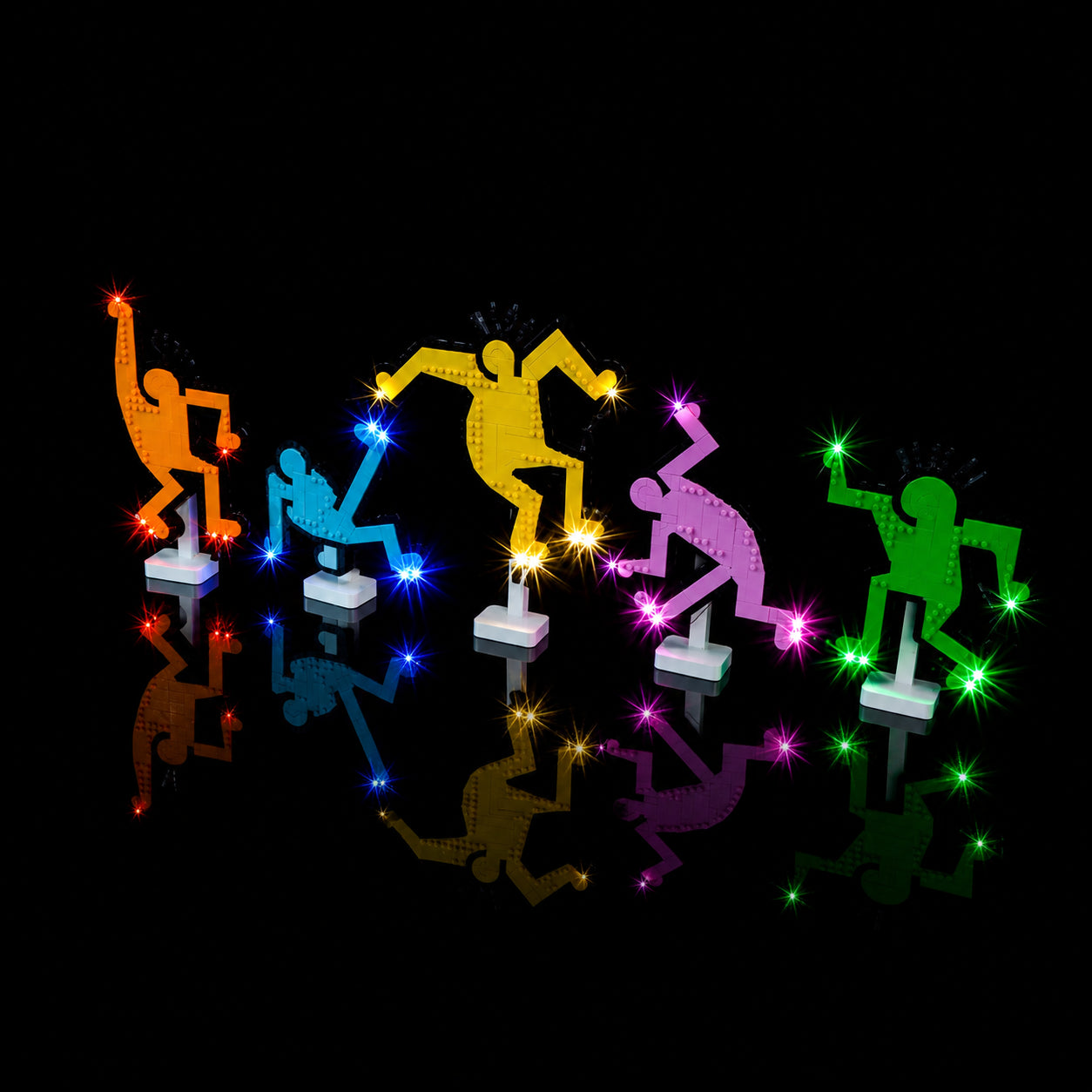 RGB LED light kit for LEGO® Art Keith Haring #31216, showcase lighting view