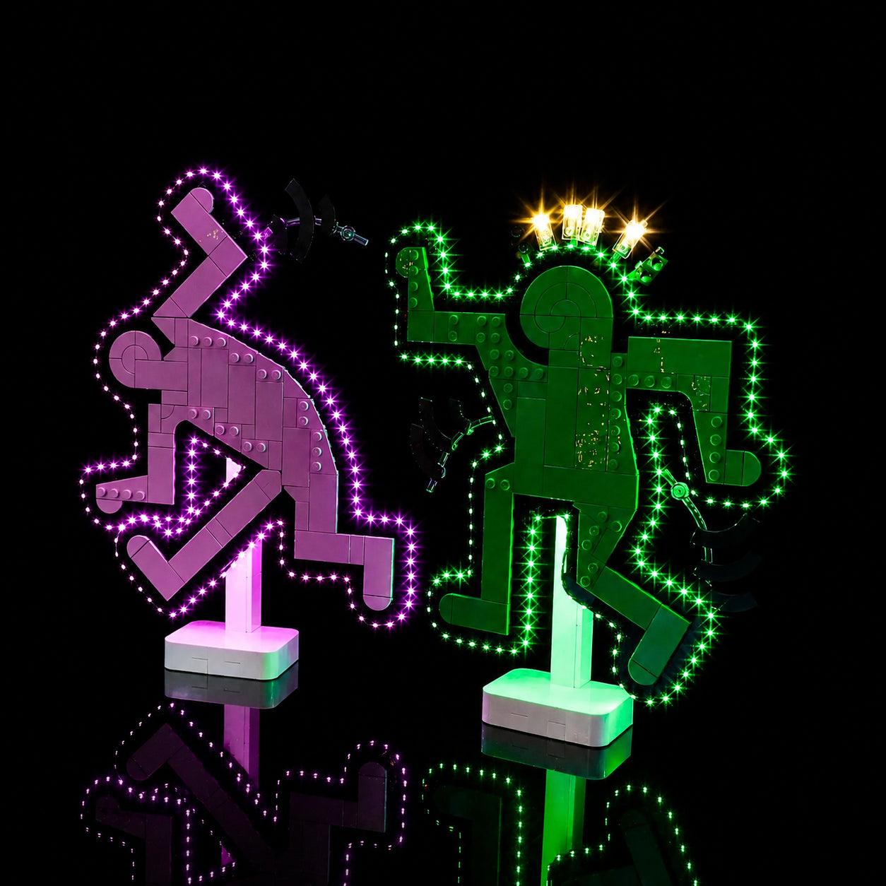 Bright My Bricks display light kit for LEGO® Art Keith Haring #31216 — front view fully lit
