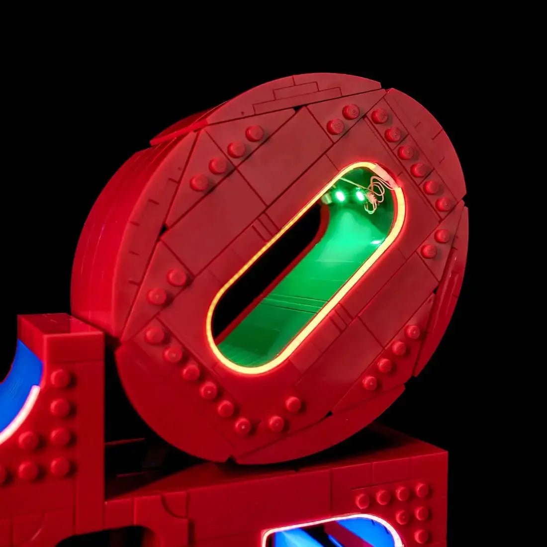 LEGO® Art LOVE #31214 before-and-after lighting, with the LED lights