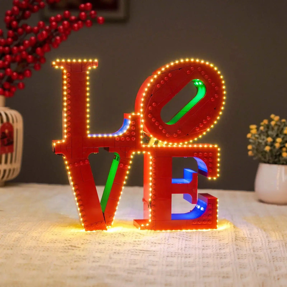 Bright My Bricks DIY LED light kit for LEGO® Art LOVE #31214 — brightened interior detail