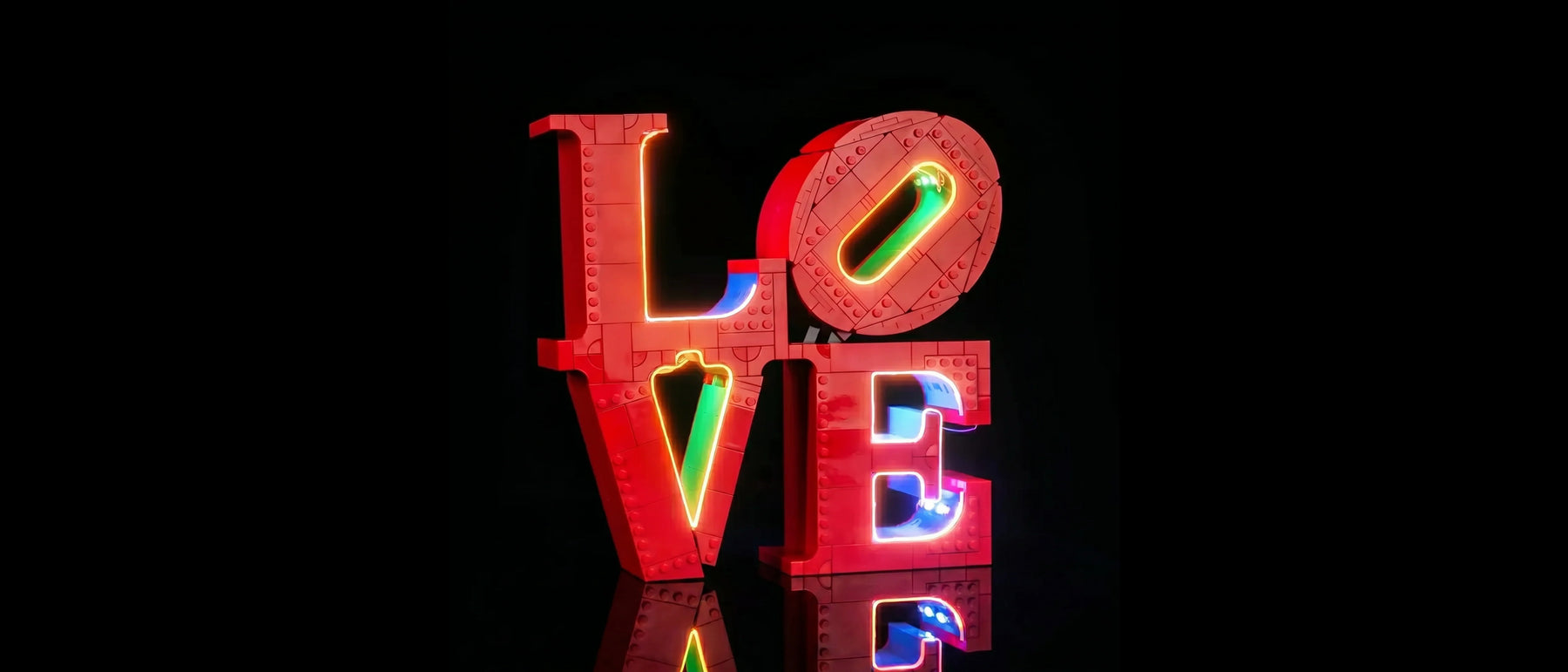 Light Kit for LEGO® Art LOVE #31214 — lit with the LED light kit