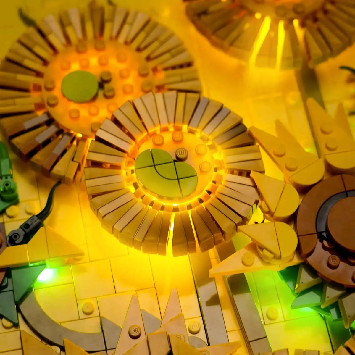 Bright My Bricks LED light kit for LEGO® Art Vincent van Gogh Sunflowers #31215 — showcase lighting view