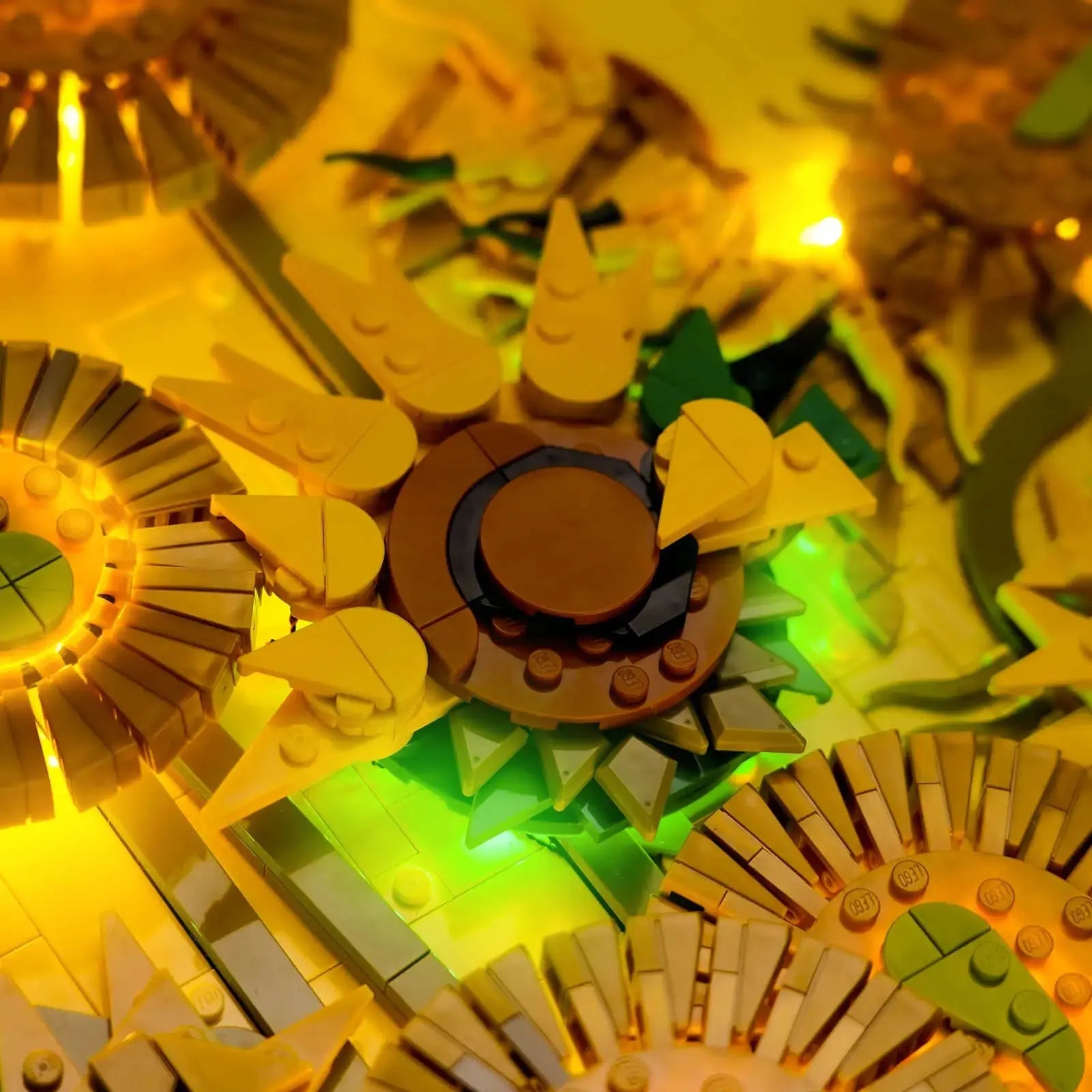 LEGO Art Vincent van Gogh Sunflowers #31215 lit up - front angle