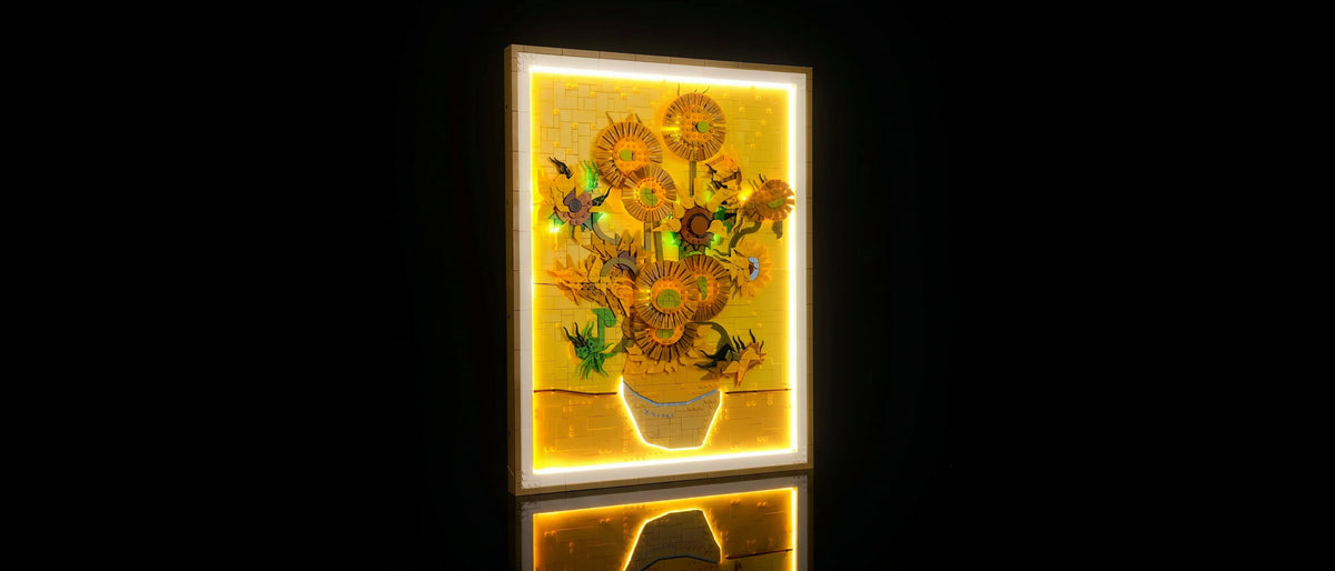 Light Kit for LEGO® Art Vincent van Gogh – Sunflowers #31215 — lit with the LED light kit