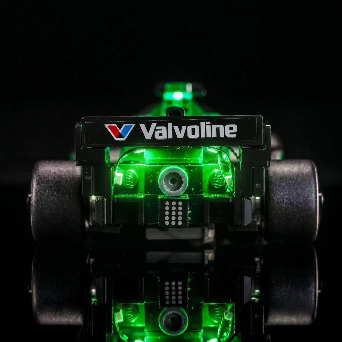 LEGO® Aston Martin Aramco F1 AMR24 Race Car #77245 — night-mode display glow (LED lights)