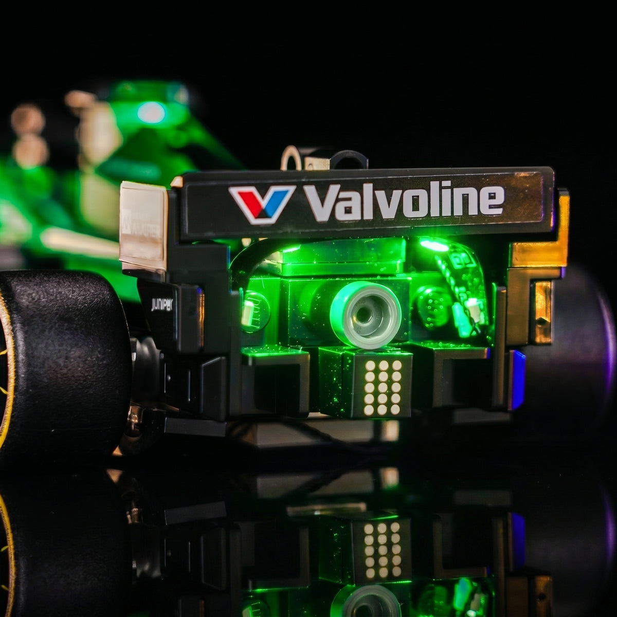 LED lighting kit for LEGO® Aston Martin Aramco F1 AMR24 Race Car #77245, warm LED glow detail