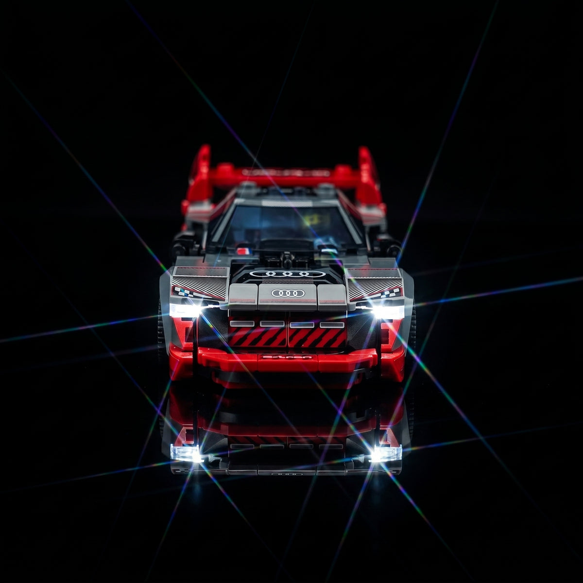 custom LED lighting for LEGO® Audi S1 e-tron quattro Race Car #76921, warm LED glow detail