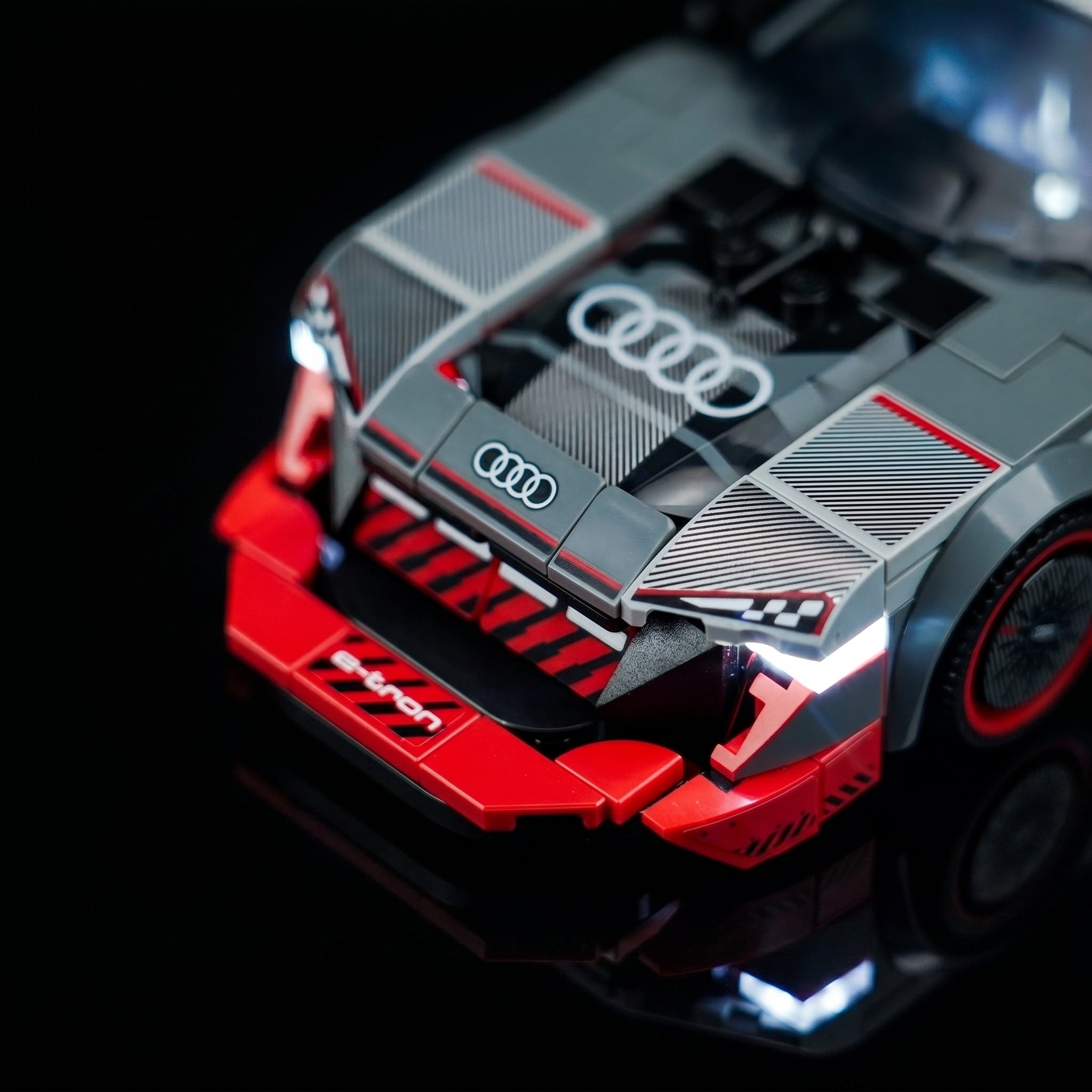custom LED lighting for LEGO® Audi S1 e-tron quattro Race Car #76921, LED strips and bricks detail