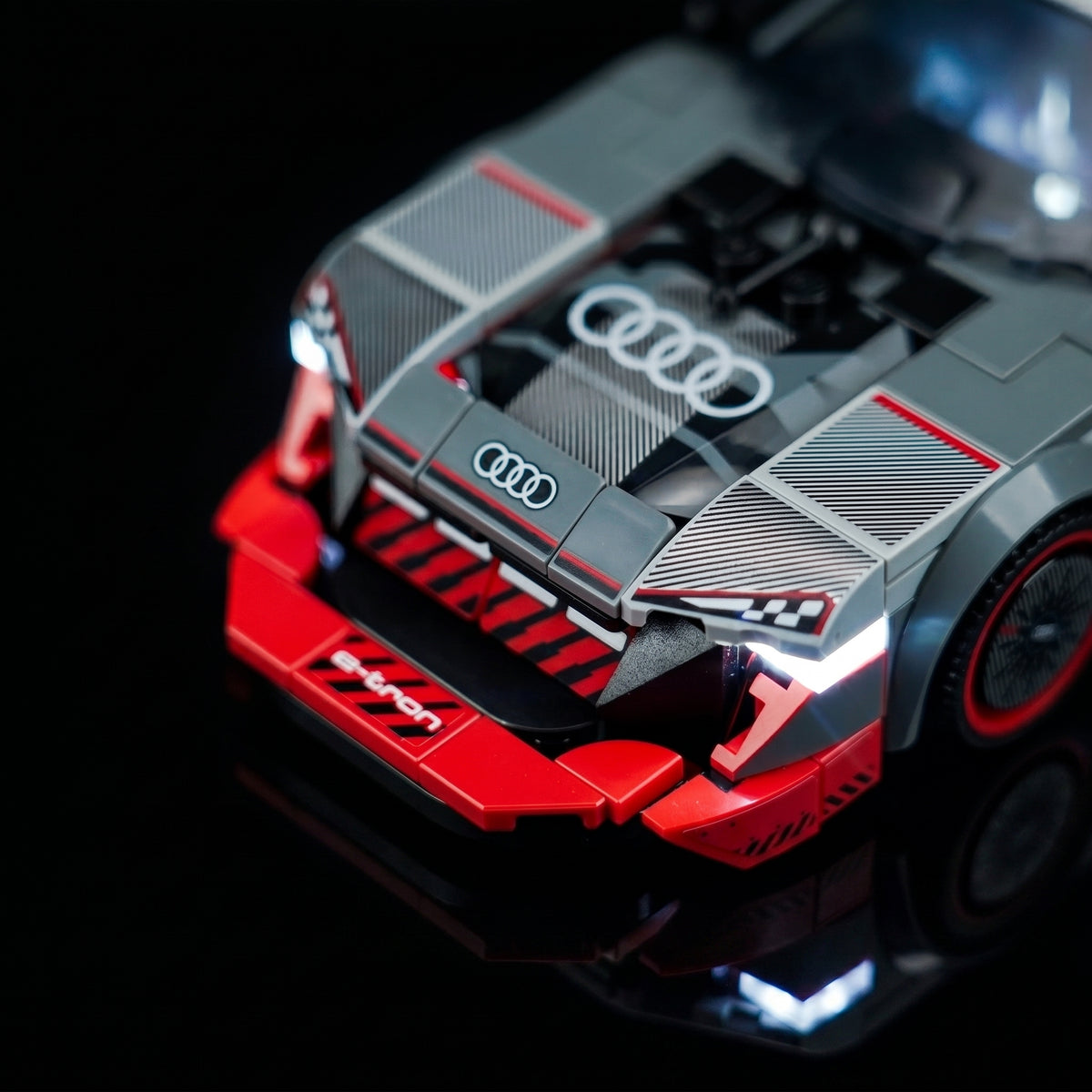 custom LED lighting for LEGO® Audi S1 e-tron quattro Race Car #76921, LED strips and bricks detail
