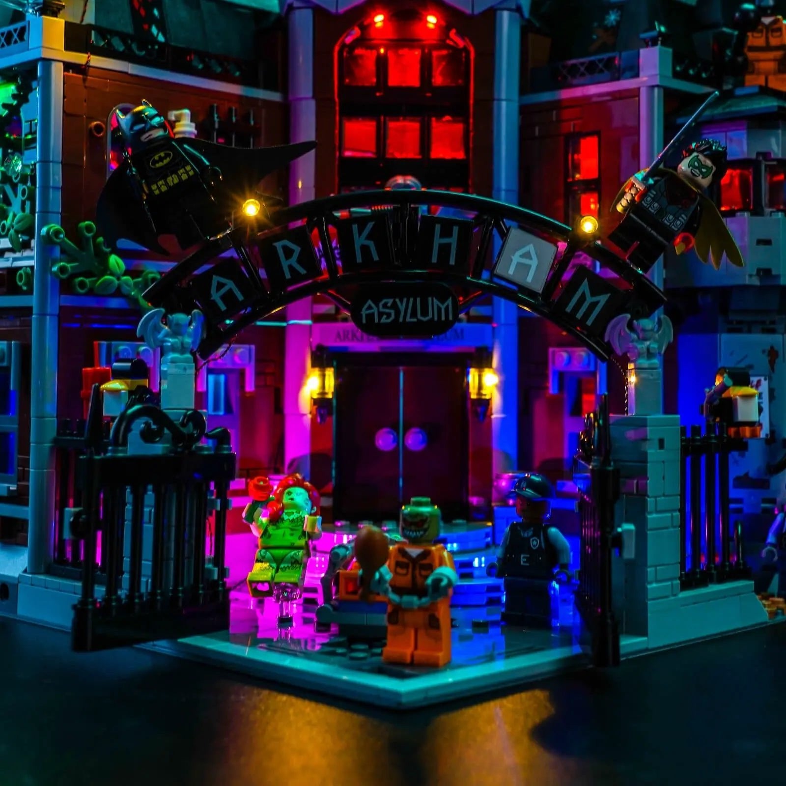 LEGO Batman Arkham Asylum #76300 with LED lights installed