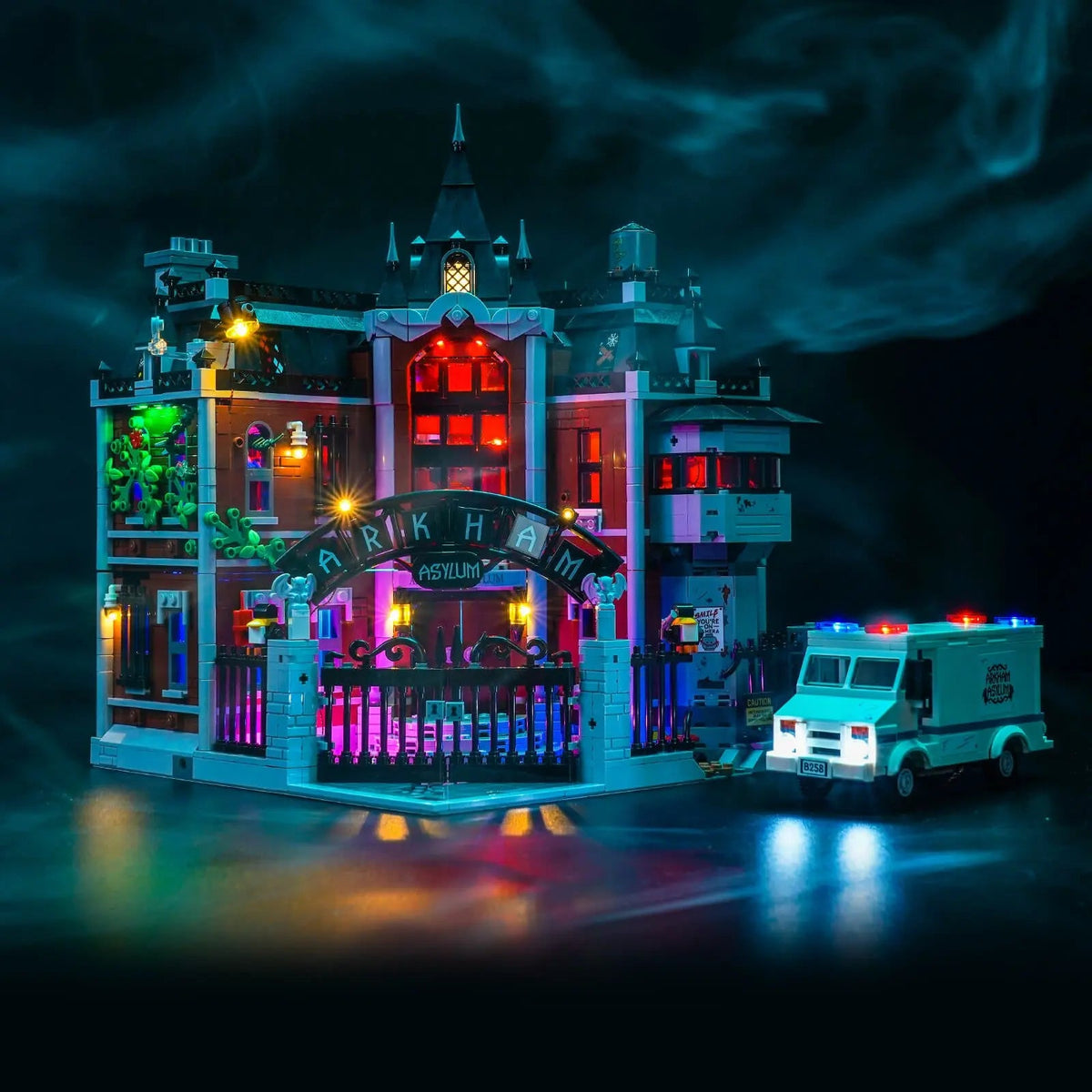 Bright My Bricks light kit for LEGO® Batman Arkham Asylum #76300 — close-up of the LED lighting detail