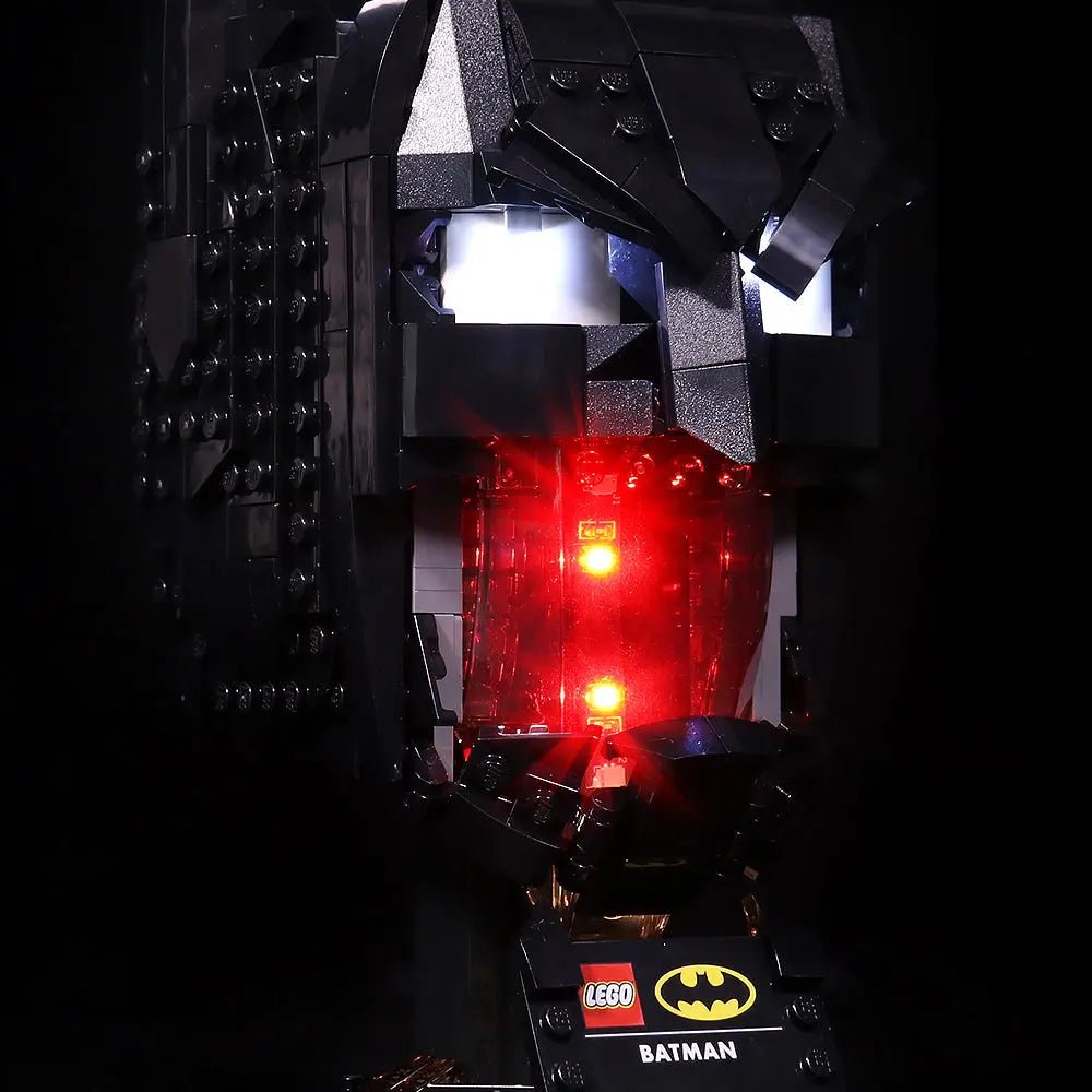 USB-powered LED light kit for LEGO® Batman Cowl #76182, night-mode display glow