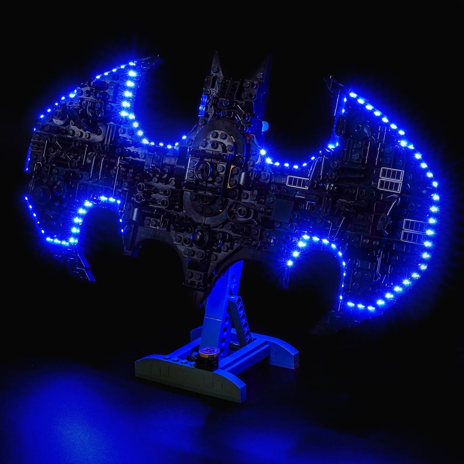 LEGO Batman Logo #76330 illuminated at night