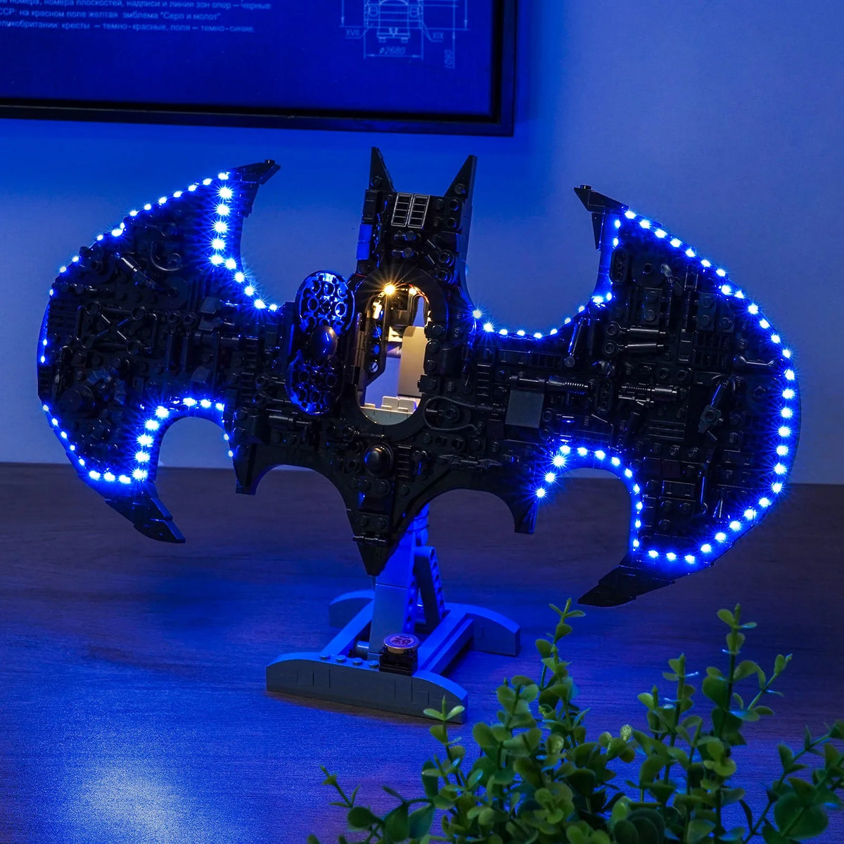Bright My Bricks LED light kit for LEGO® Batman Logo #76330 — brightened interior detail