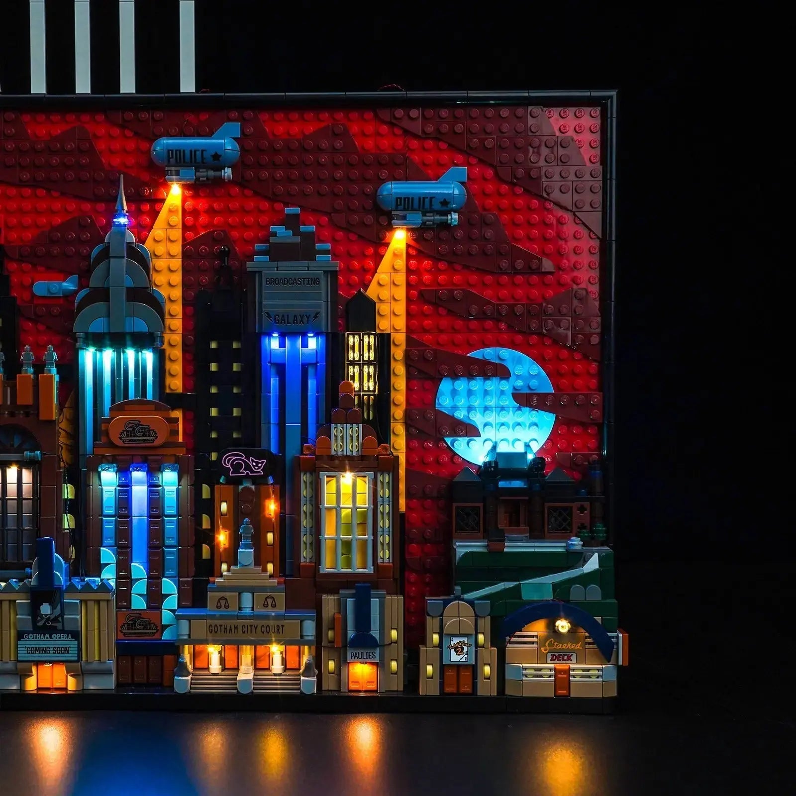 LEGO Batman: The Animated Series Gotham City #76271 lit up - front angle