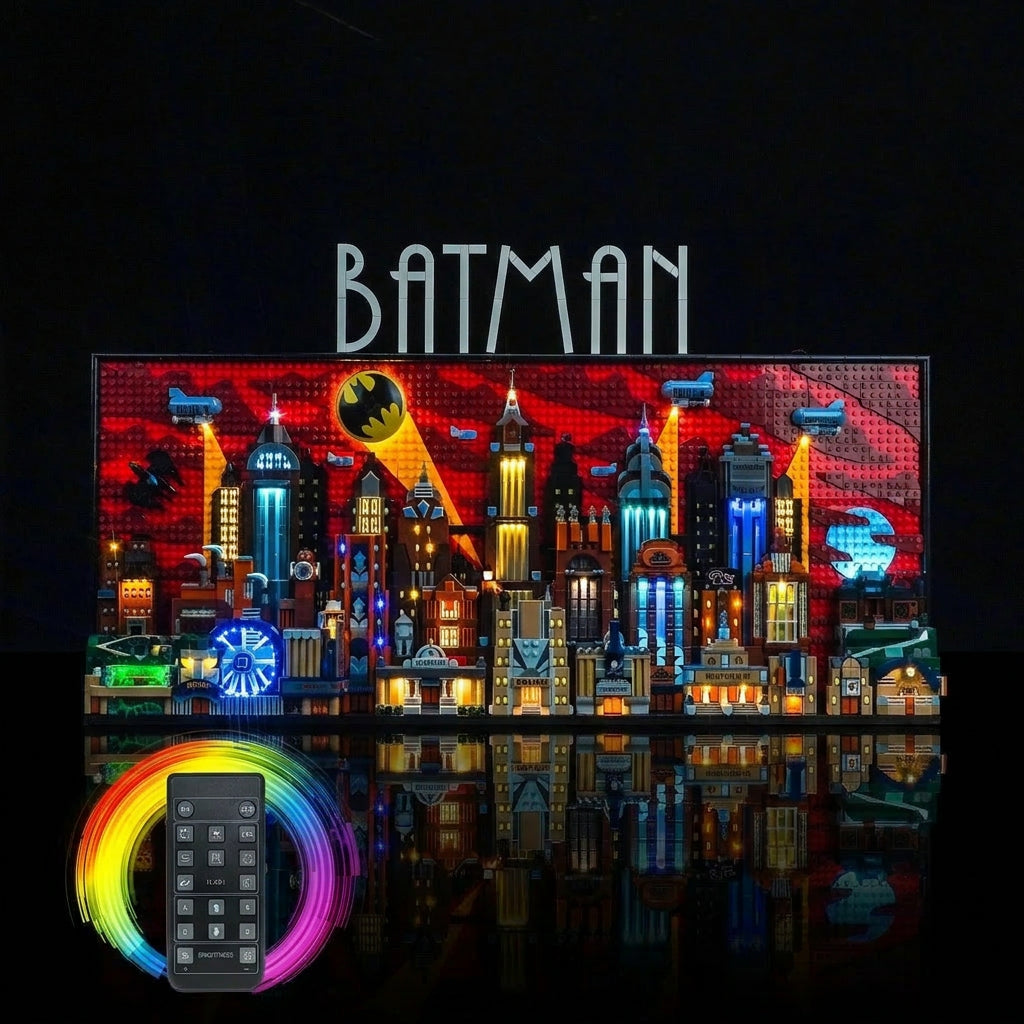 display light kit for LEGO® Batman: The Animated Series Gotham City #76271, front view fully lit