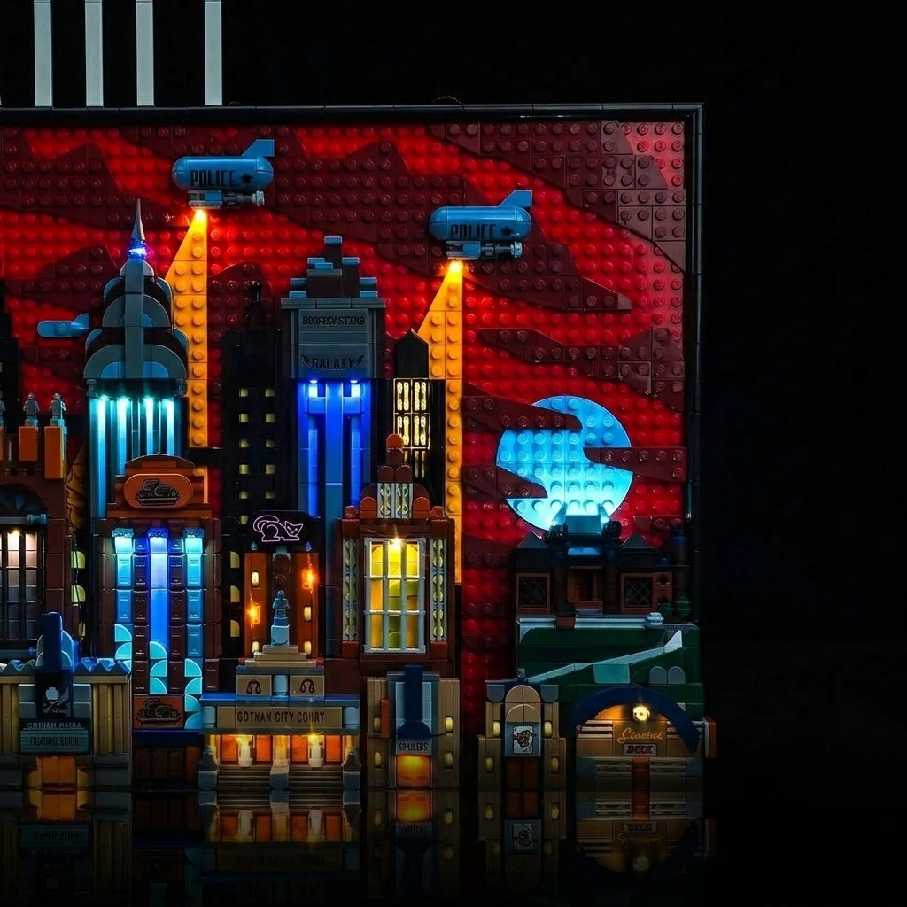 LEGO® Batman: The Animated Series Gotham City #76271 — installed and glowing (DIY LED light kit)