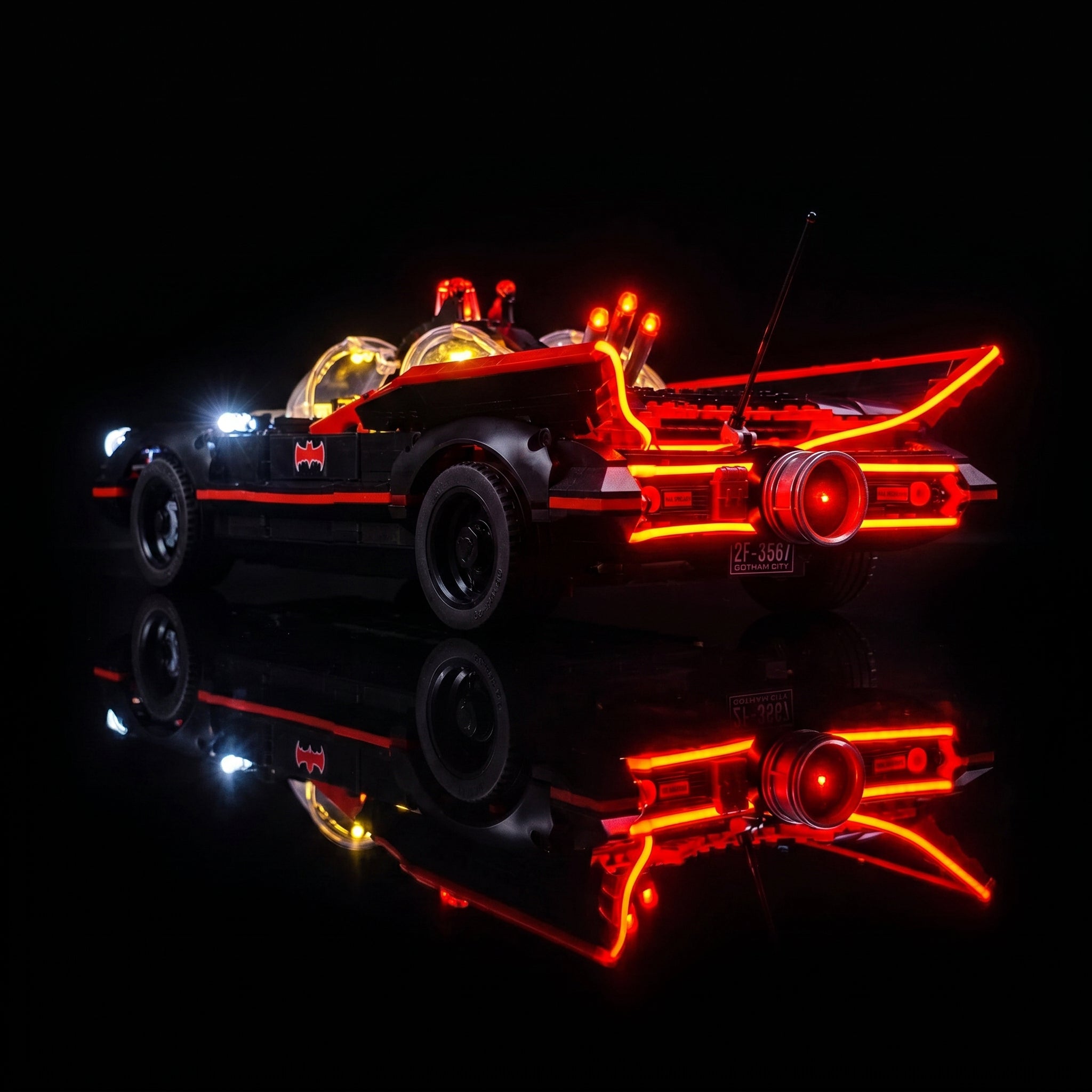 lighting effect on the build: Bright My Bricks premium LED light kit for LEGO® Batman: The Classic TV Series Batmobile #76328