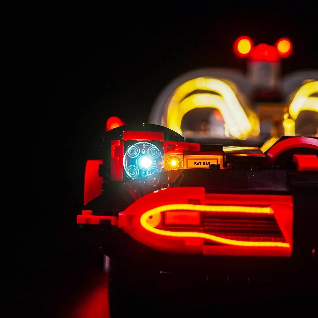 LEGO® Batman: The Classic TV Series Batmobile #76328 — close-up of the LED lighting detail (LED light kit)