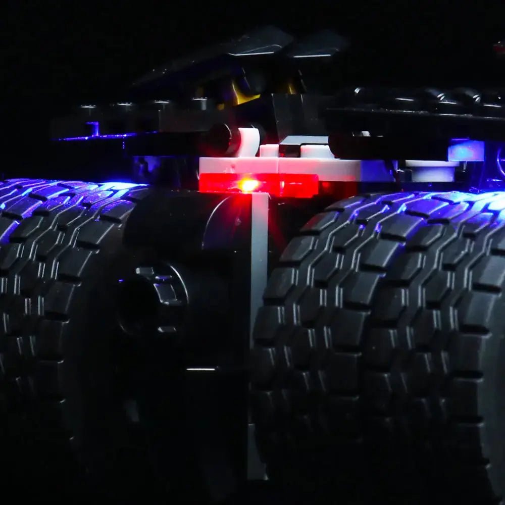 LEGO® Batmobile Tumbler #76239 lighting effect on the build, with the LED light kit