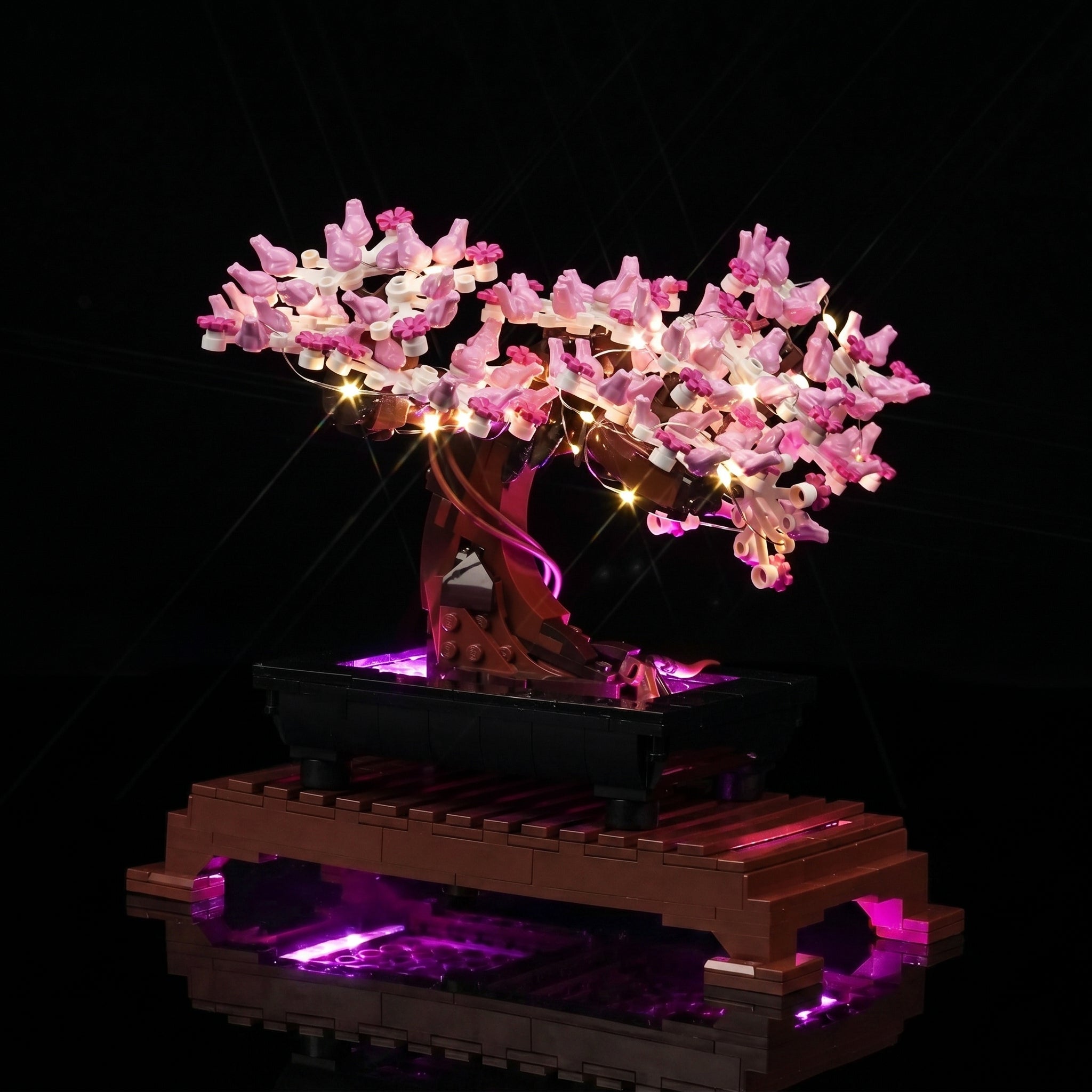 LEGO® Bonsai Tree #10281 — showcase lighting view (LED lighting kit)