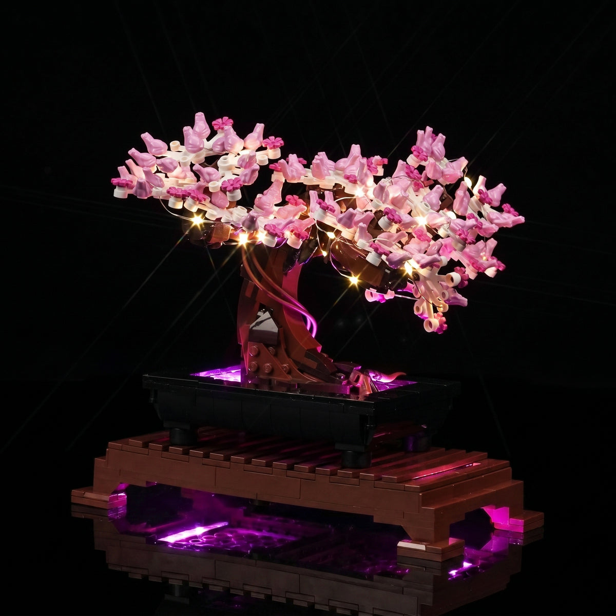 LEGO® Bonsai Tree #10281 — showcase lighting view (LED lighting kit)
