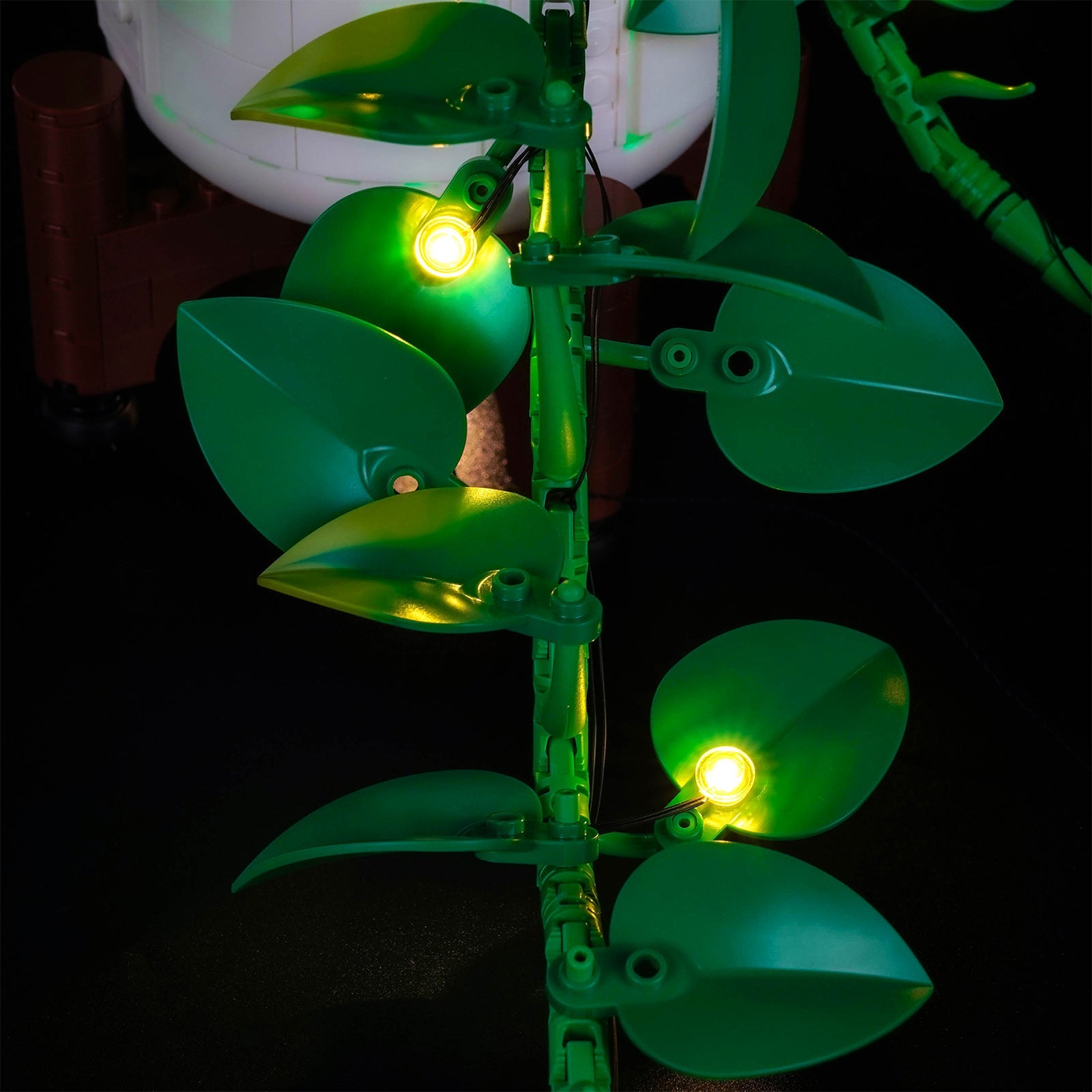 Bright My Bricks LED light kit for LEGO® Botanicals Hanging Golden Pothos #11512 — fully illuminated on display