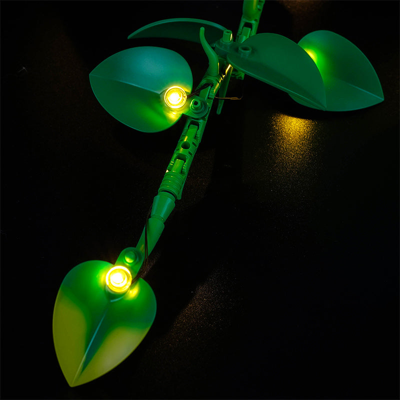 LEGO® Botanicals Hanging Golden Pothos #11512 display lighting in a dark room, with the premium LED light kit