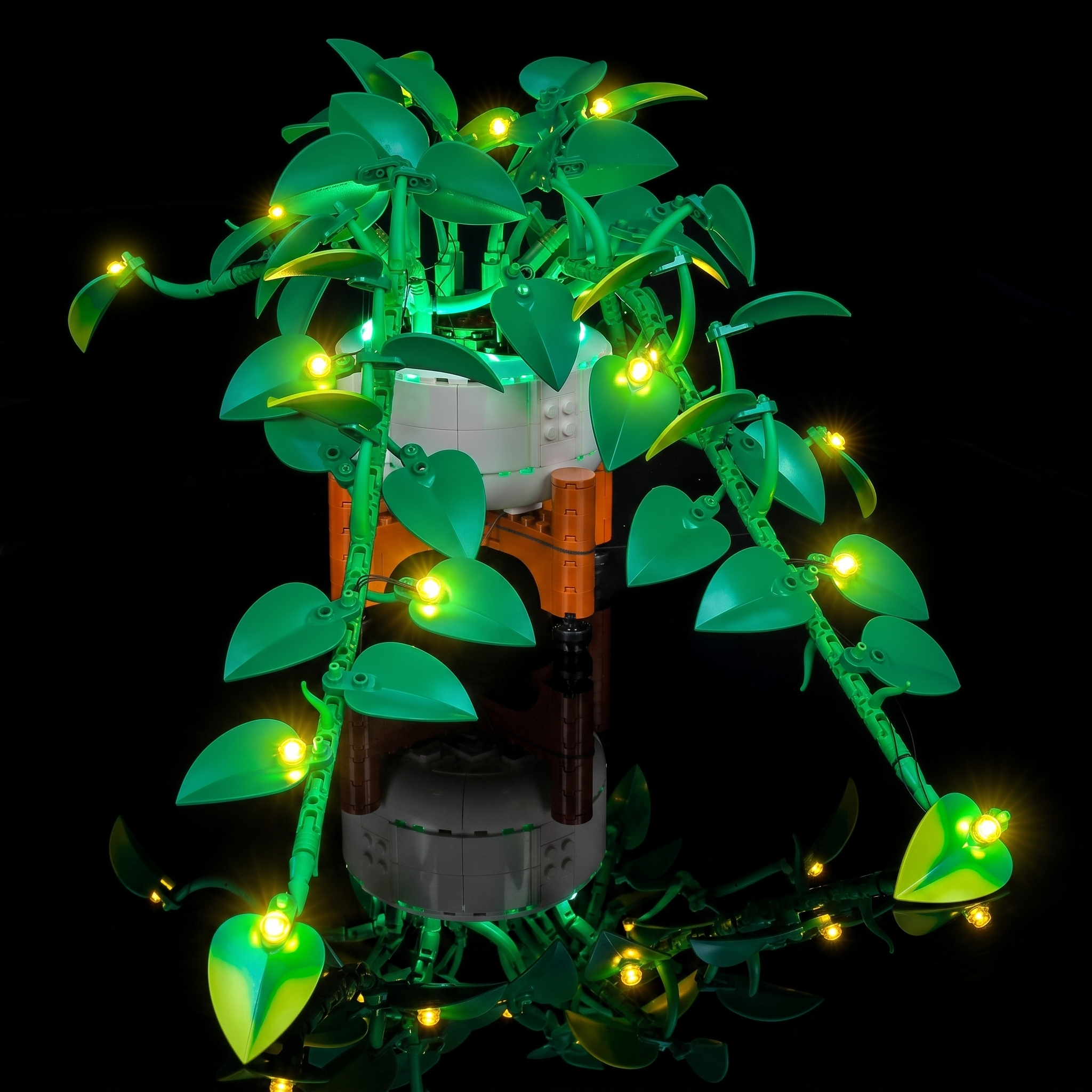 Bright My Bricks LED light kit for LEGO® Botanicals Hanging Golden Pothos #11512 — installed and glowing